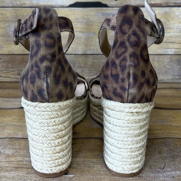 L’AGENCE New Elysee Suede Espadrille Wedge Sandals in Cheetah Size 9.5 (EU 40) - Picture 7 of 16